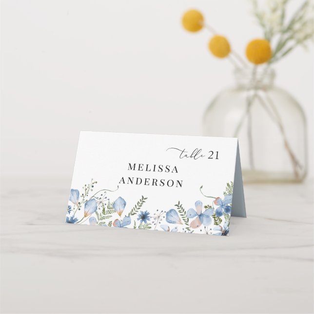 Placement Carte de table élégante bleu poussiéreux pour mari (Devant)