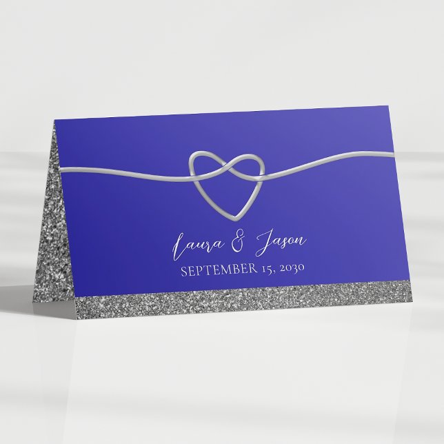 Placement Carte de Table Élégante Bleu Royal pour Mariage (Créateur téléchargé)