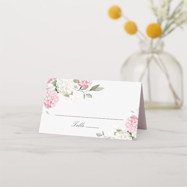 Placement Carte de table élégante florale rose hydrangea blu (Devant)