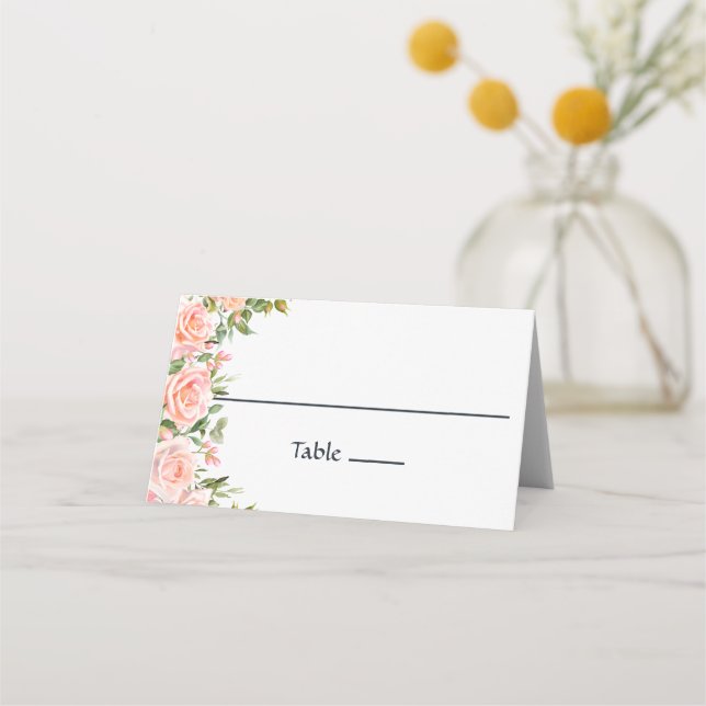 Placement Carte de table élégante florale rose rose pour mar (Devant)