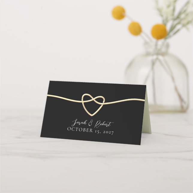 Placement Carte de table élégante or noir pour mariage (Dos)