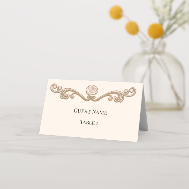 Placement Carte de table élégante pliée pour mariage (Devant)