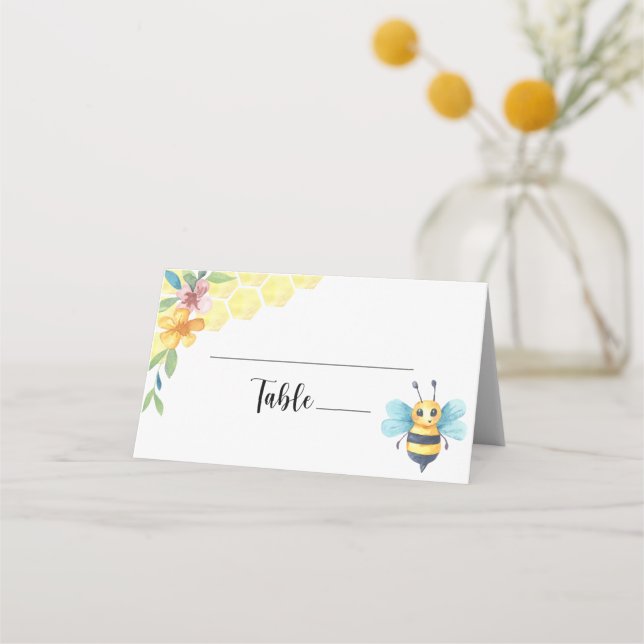 Placement Carte de table florale en forme d'abeille et de mi (Devant)