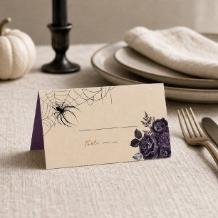 Placement Carte de table Halloween florale gothique pliée av