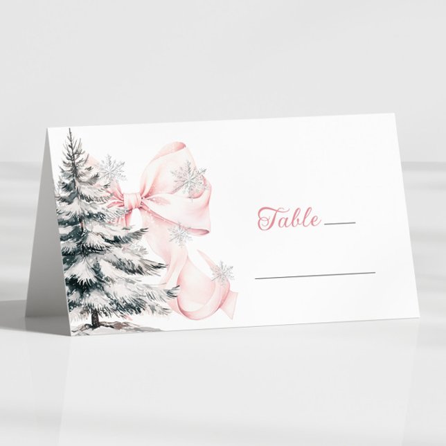 Placement Carte de table hivernale à ruban rose  (Créateur téléchargé)