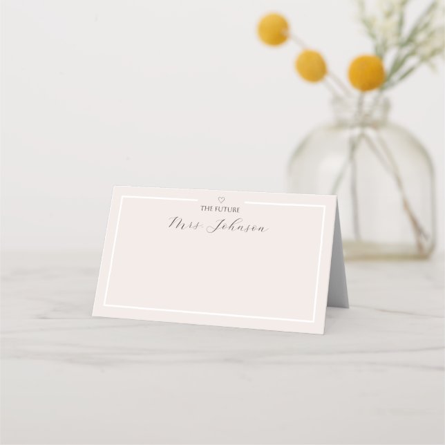 Placement Carte de table minimale pour la douche de mariée | (Devant)