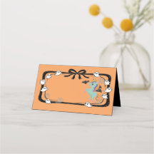 Carte de table orange Chauve-souris de bienvenue L