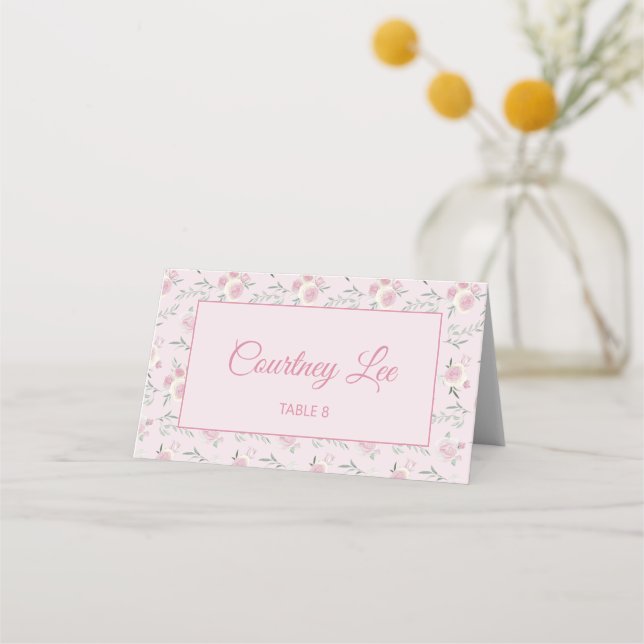 Placement Carte de table pliée à motif floral rose (Devant)