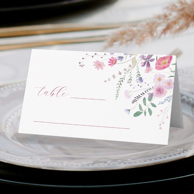 Placement Carte de table pliée de fleurs sauvages (Créateur téléchargé)