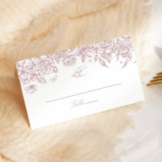 Placement Carte de table pliée de mariage Toile Rose Chinois