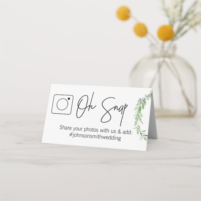 Placement Carte de table pliée OH SNAP #hashtag (Devant)