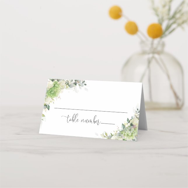 Placement Carte de table pliée pour mariage aux hortensias f (Devant)