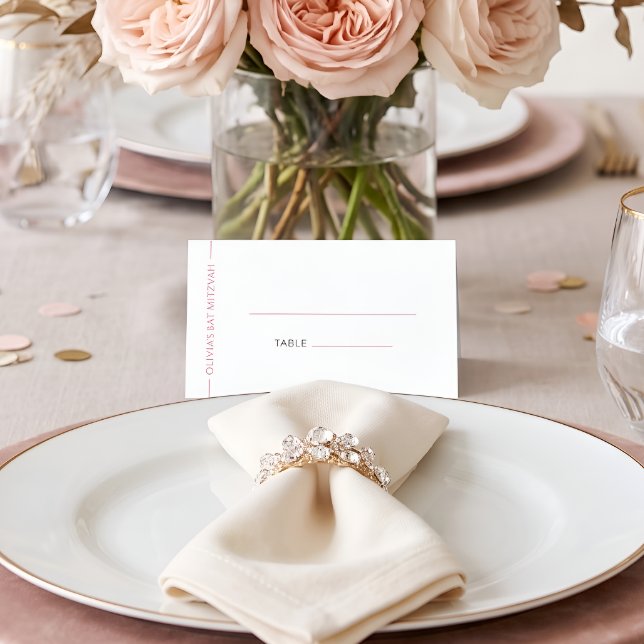 Placement Carte de table pliée rose moderne pour Bat Mitzvah (Créateur téléchargé)