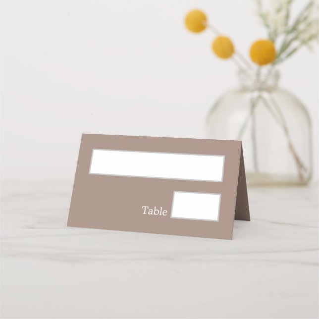 Placement Carte de table pliée Taupe pour mariage (Devant)