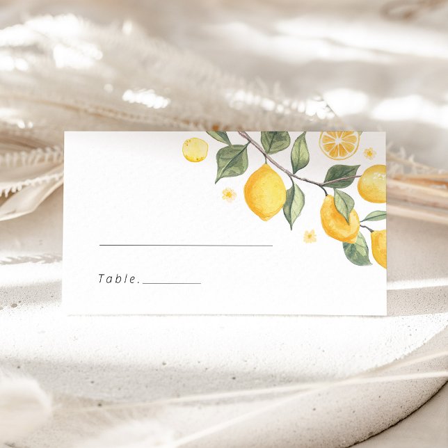 Placement Carte de table pour Baby Shower Little Lemon (Little Lemon Baby Shower Place Card, Citrus Table Seating Card, Watercolor Lemon Guest Name Card)