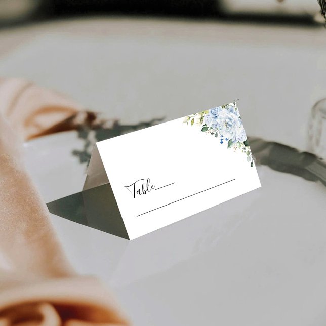 Placement Carte de table romantique à motif floral bleu clai (Créateur téléchargé)