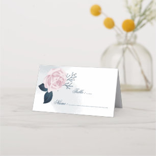 Placement Carte de table romantique aux feuilles navales et 