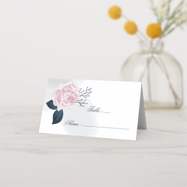 Placement Carte de table romantique aux feuilles navales et  (Devant)