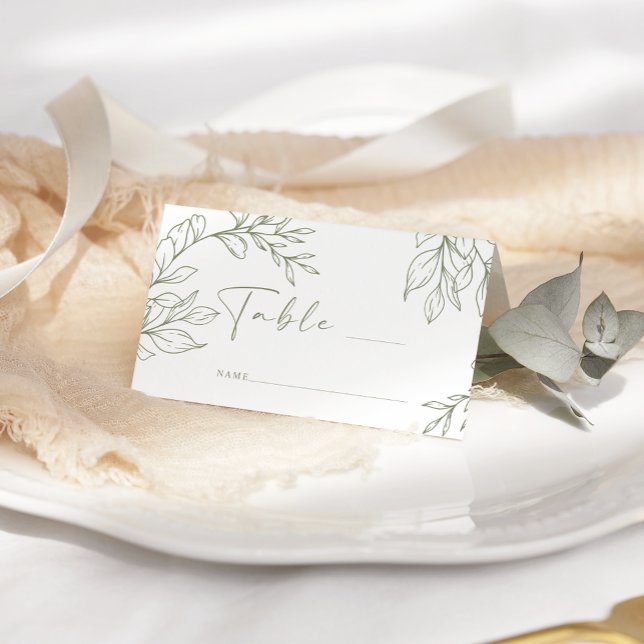 Placement Carte de table simple fleur boho sauge pour mariag (Créateur téléchargé)