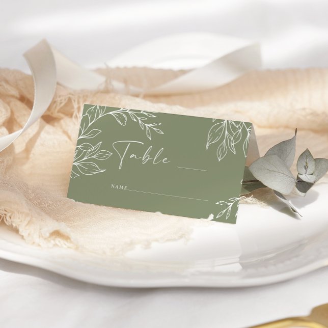 Placement Carte de table simple fleur boho sauge pour mariag (Créateur téléchargé)