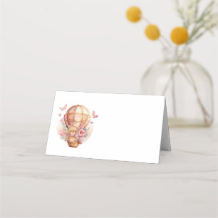 Placement Carte de table Teddy Bear Pink Hot Air Balloon Par