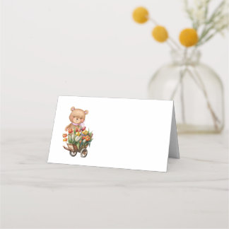 Placement Carte de table Teddy Bear Rose Rustique Floral Par