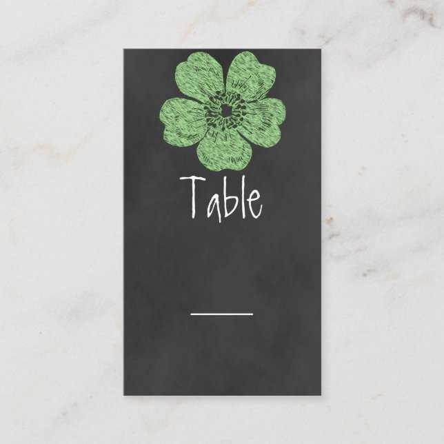 Placement Carte de table Wild Green Rose Chalkboard (Devant)