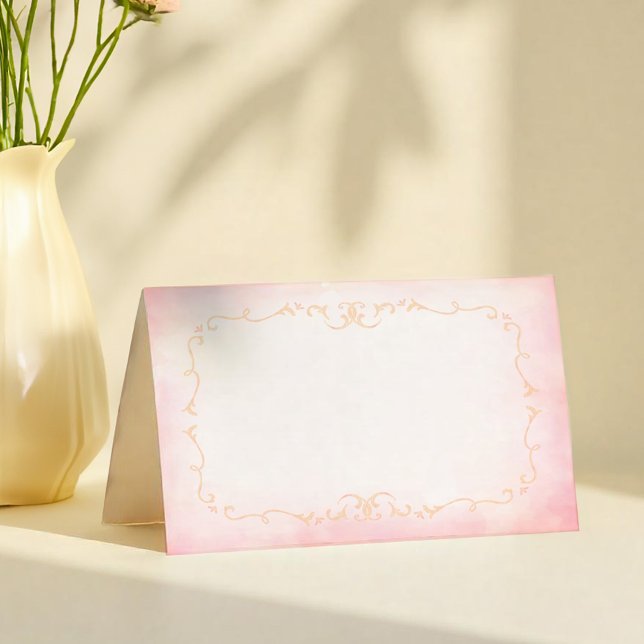 Placement Carte de tente pour la fête du thé en or rose pour (Blank Place Cards)