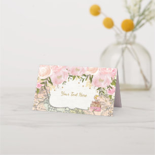 Placement Carte de voyage florale rose vintage pour douche d