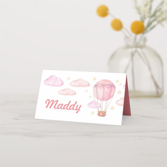 Placement Carte d'emplacement de ballon à air chaud rose (Devant)
