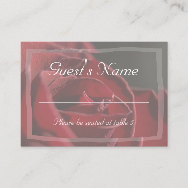 Placement Carte d'emplacement de mariage à la rose rouge élé (Devant)