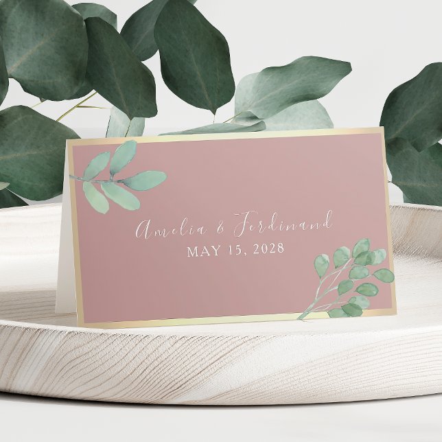 Placement Carte d'emplacement de mariage à la verdure rose p (Créateur téléchargé)