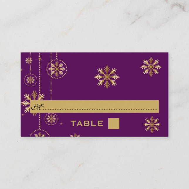 Placement Carte d'emplacement de mariage d'hiver violet (Devant)