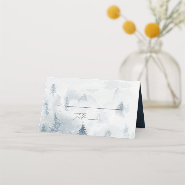 Placement Carte d'emplacement de mariage élégant en forêt hi (Devant)