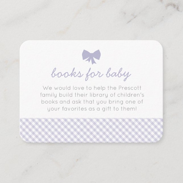 Placement Carte d'enceinte de baby shower arc en vichy viole (Devant)