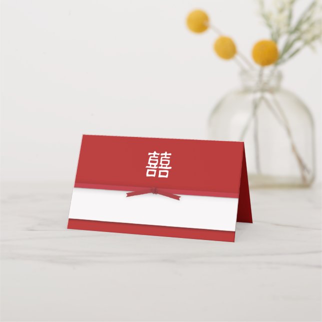 Placement Carte d'escort de table rouge chinoise Double Bonh (Dos)