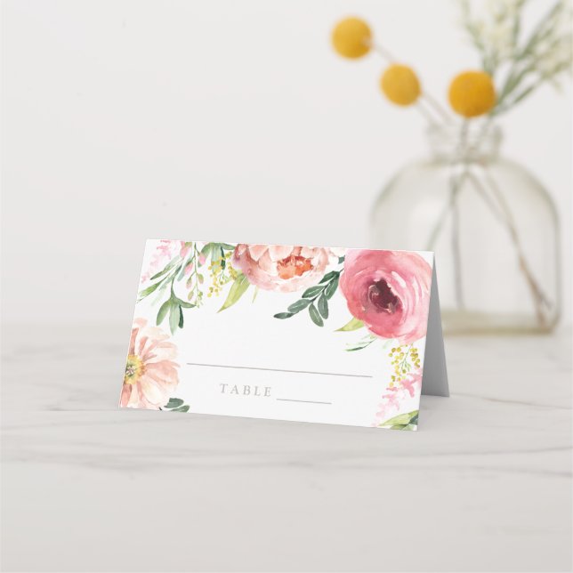 Placement Carte d'escorte Blush Floral Peony Faire-part de m (Devant)