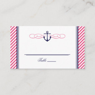 Placement Carte d'escorte de Mariage d'Ancre marine et rose