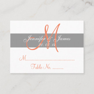 Placement Carte d'escorte de mariage de corail gris