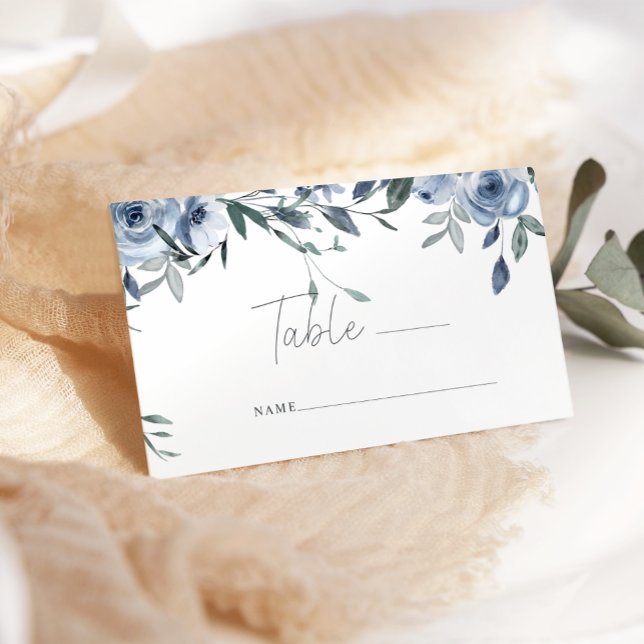 Placement Carte d'escorte de Mariage de fleurs Dusty Blue Ro (Créateur téléchargé)