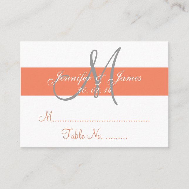 Placement Carte d'escorte de mariage gris de corail (Devant)