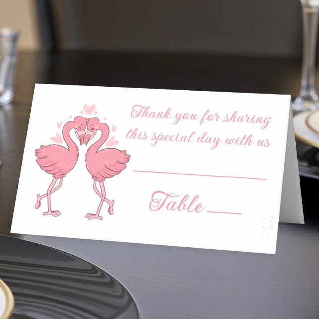 Placement Carte d'escorte de mariage tropical rose flamant (Créateur téléchargé)