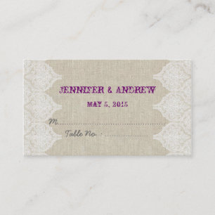 Placement Carte d'escorte de mariage Vintage Lace Blanche