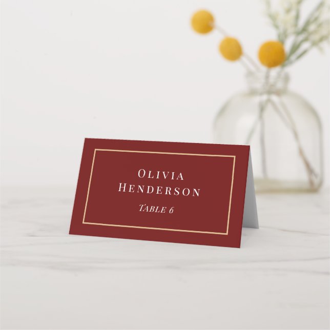 Placement Carte d'identité de la Burgundy et Gold Mariage (Devant)