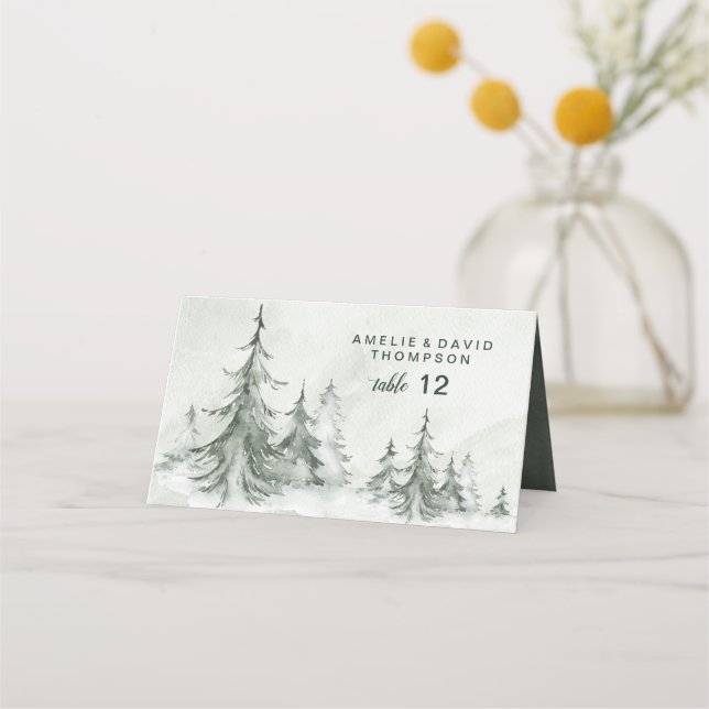 Placement Carte du lieu de mariage hivernal de l'aquarelle d (Devant)