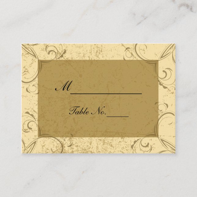 Placement Carte du lieu de mariage stressée et élégante (Devant)
