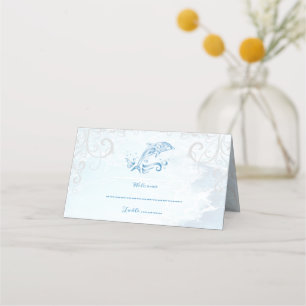 Placement Carte du lieu de réception Dolphin bleu