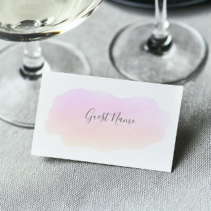 Placement Carte du nom de l'invité de l'aquarelle rose doux