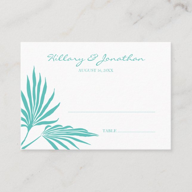 Placement Carte du nom du mariage de l'escorte en feuille de (Devant)