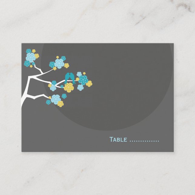 Placement Carte Inséparable Mariage de fleurs de cerisier bl (Devant)